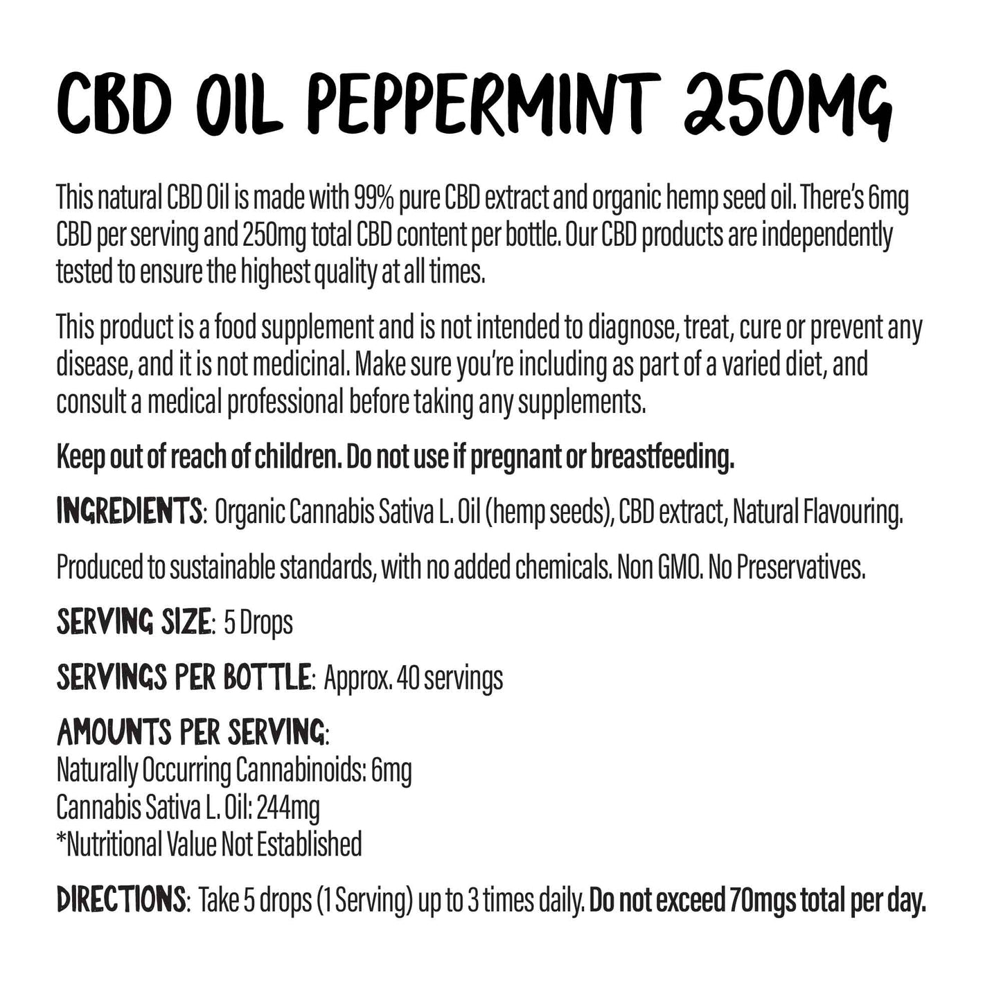 250mg Peppermint CBD Oil