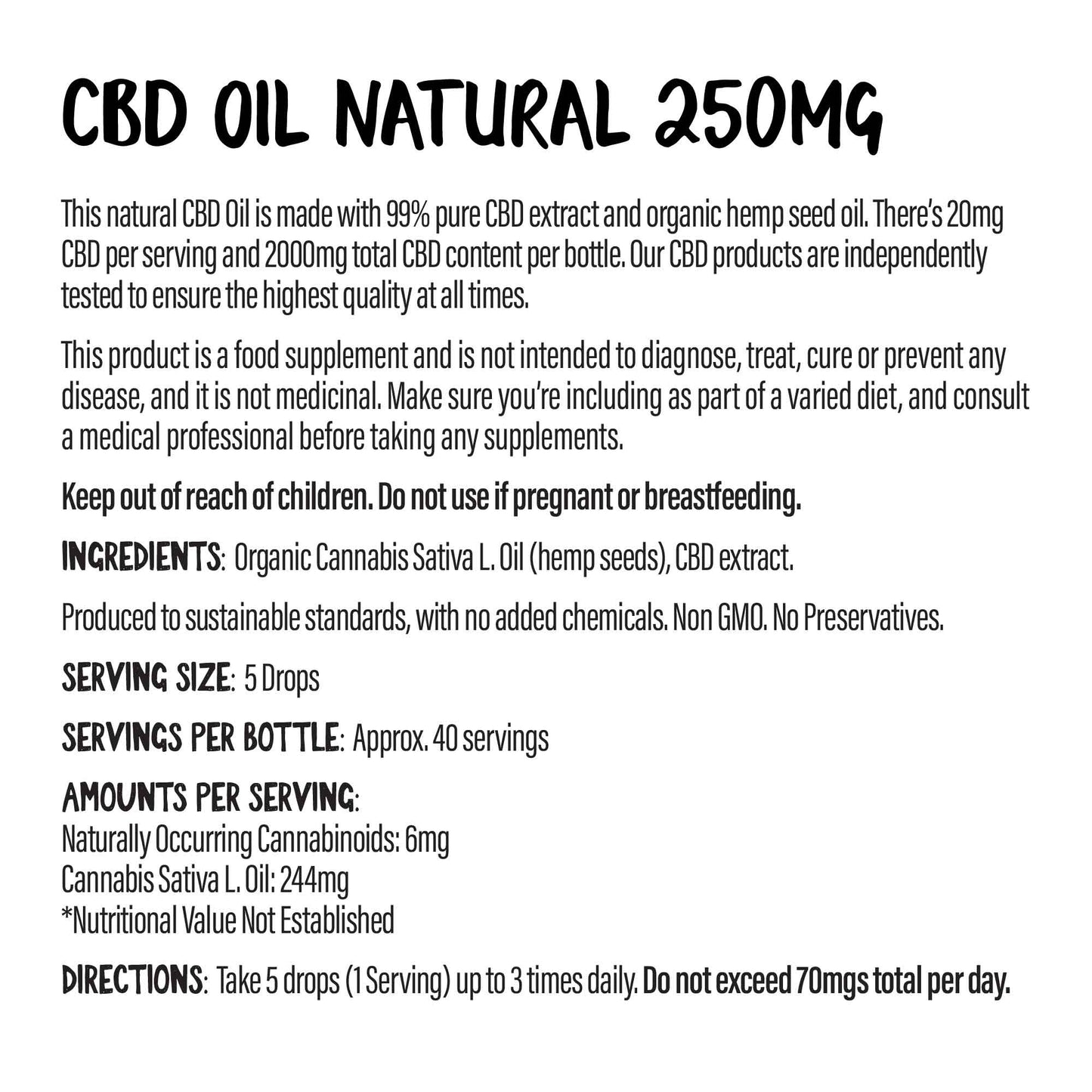 250mg Natural CBD Oil